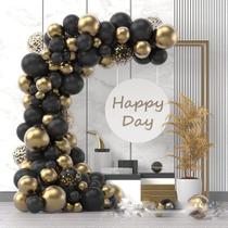Kit Wedding Balloon Arch Garland, 122 unidades, ouro metálico, preto Kit Wedding Balloon Arch Garland, 122 unidades, ouro metálico, preto