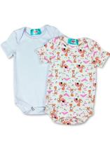 Kit WeeKids com 2 Bodys - Branco e Estampado de Girafinha - Tecido Suedine 100% Algodão Kit WeeKids com 2 Bodys - Branco e Estampado de Girafinha - Tecido Suedine 100% Algodão