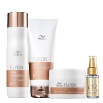 Kit Wella Fusion Shampoo 250ml + Condicionador 200ml + Máscara 150ml + Óleo 30ml