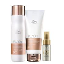 Kit Wella Fusion - Shampoo 250ml + Condicionador 200ml + Óleo OR Light 30ml Kit Wella Fusion - Shampoo 250ml + Condicionador 200ml + Óleo OR Light 30ml