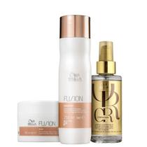 Kit Wella Fusion Shampoo 250ml + Máscara 150ml + Óleo 100ml