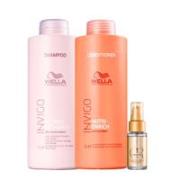 Kit Wella Invigo Blonde Recharge Shampoo 1L + Nutri Enrich Condicionador 1L + Óleo Capilar 30ml