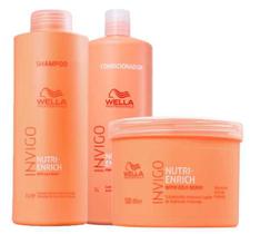 Kit wella nutri enrich shampoo 1 l + condicionador 1 l + mascara invigo 500ml