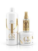 kit wella oil reflections shampoo 1000ml máscara 500ml óleo 100ml brilho intenso e nutrição profissional