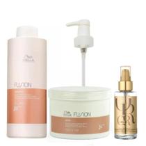Kit Wella Professionals Fusion Shampoo 1 Litro e Máscara 500gr + Oil Reflections 100ml + Válvula Pump Kit Wella Professionals Fusion Shampoo 1 Litro e Máscara 500gr + Oil Reflections 100ml + Válvula Pump