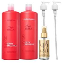Kit Wella Professionals Invigo Color Brilliance Shampoo 1 Litro + Condicionador 1 Litro + Oil Reflections 100ml + Válvulas Pump