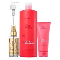 Kit Wella Professionals Invigo Color Brilliance Shampoo 1 Litro + Condicionador 200ml + Oil Reflections 100ml + Válvula Pump