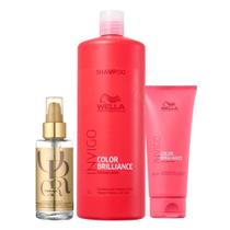 Kit Wella Professionals Invigo Color Brilliance Shampoo 1 Litro + Condicionador 200ml + Oil Reflections 100ml Kit Wella Professionals Invigo Color Brilliance Shampoo 1 Litro + Condicionador 200ml + Oil Reflections 100ml