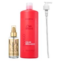 Kit Wella Professionals Invigo Color Brilliance Shampoo 1 Litro + Oil Reflections 100ml + Válvula Pump Kit Wella Professionals Invigo Color Brilliance Shampoo 1 Litro + Oil Reflections 100ml + Válvula Pump