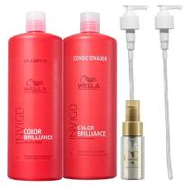 Kit Wella Professionals Invigo Color Brilliance Shampoo 1000ml + Condicionador 1000ml + Oil Reflections Light 30ml + Válvulas Pump