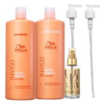 Kit Wella Professionals Invigo Nutri-Enrich Shampoo 1 Litro + Condicionador 1 Litro + Oil Reflections 100ml + Válvulas Pump