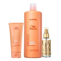 Kit Wella Professionals Invigo Nutri-Enrich Shampoo 1 Litro + Condicionador 200ml + Oil Reflections 100ml