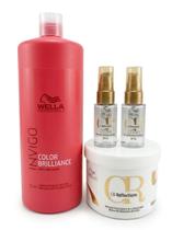 Kit Wella Professionals Tratamento para Cabelos Coloridos Invigo Brilliance Shampoo 1000ml Máscara Oil Reflections 500ml 2 Óleos Light 30ml Kit Wella Professionals Tratamento para Cabelos Coloridos Invigo Brilliance Shampoo 1000ml Máscara Oil Reflections 500ml 2 Óleos Light 30ml
