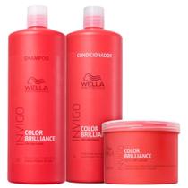 Kit Wella Shampoo 1L, Condicionador 1L e Máscara 500g Collor Brilliance Invigo