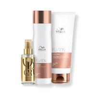 Kit Wella - Shampoo 250ml e Condicionador 200ml Fusion + Óleo Capilar 100ml Oil Reflections