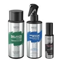 Kit Wess Balance Shampoo 250Ml + Wewish 260Ml + Weshine 45Ml