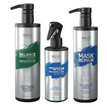 Kit Wess Balance Shampoo 500ml + We Wish 260ml + Mask 500ml