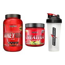 Kit Whey 100% 900g + Creatina Limão + Coqueteleira 600ml IM
