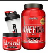 Kit Whey 100% 900G Morango + Creatina 300G-Integralmedica