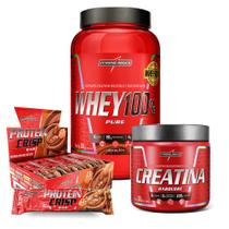 Kit Whey 100% Chocolate + Crisps Bar + Creatina 300g