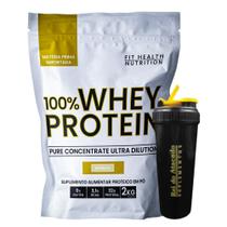 Kit Whey 100% Concentrado 32g Proteina + Coqueteleira 600ml - Fit Health Nutrition