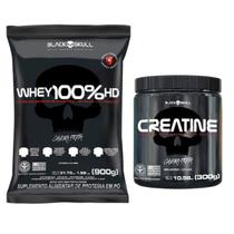 Kit whey 100% hd refil 900g + creatine 300g blackskull