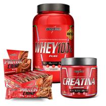 Kit Whey 100% Morango + Crisps Bar + Creatina 300g