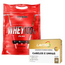 Kit Whey 100% Pure Whey Protein Concentrado - Refil - 900g + Cabelos e Unhas - Lavitan - 30 Cáps