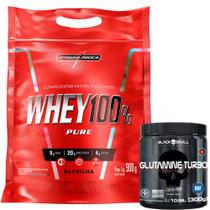 Kit Whey 100% Pure Whey Protein Concentrado - Refil - 900g + Glutamina Turbo - 300g - Black SKull