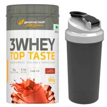 Kit whey 3w top taste 900g body action + coqueteleira 600ml