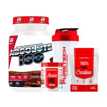Kit Whey Absolute Iso 900g - Bio Sport + Creatina 100% Pure 500g + Atomic Pré Workout 300g + Coqueteleira - Puretech Kit Whey Absolute Iso 900g - Bio Sport + Creatina 100% Pure 500g + Atomic Pré Workout 300g + Coqueteleira - Puretech