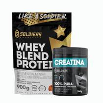 Kit: Whey Blend Protein Concentrado e Isolado - 900g + Creatina Monohidratada Pote 300g -100% Pura Soldiers Nutrition