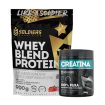 Kit: Whey Blend Protein Concentrado e Isolado - 900g + Creatina Monohidratada Pote 300g -100% Pura Soldiers Nutrition