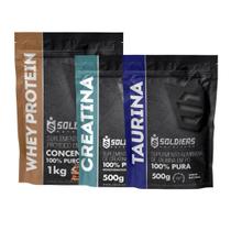 Kit: Whey Concentrado 2kg + Creatina Monohidratada 500g + Taurina 500g - 100% Importado - Soldiers Nutrition