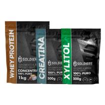 Kit: Whey Concentrado 2Kg + Creatina Monohidratada 500g + Xylitol 500g - Soldiers Nutrition