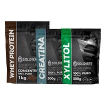 Kit: Whey Concentrado 2Kg + Creatina Monohidratada 500g + Xylitol 500g - Soldiers Nutrition