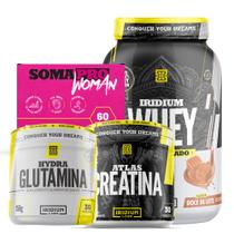 Kit Whey Concentrado + Soma pro Woman + Creatina 90g + Glutamina 150 Kit Whey Concentrado + Soma pro Woman + Creatina 90g + Glutamina 150