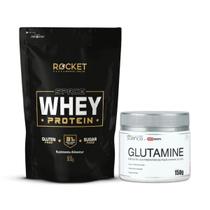 Kit Whey e Glutamina Pura Ganhe Massa Muscular Academia