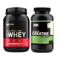 Kit Whey Gold Standard 2lb Morango 907g + Creatina 300g ON