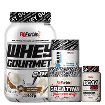 Kit Whey Gourmet Pote + Creatina 300g + Glutamina 150g + BCAA 100 cáps - FN Forbis