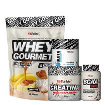 Kit Whey Gourmet Refil + Creatina 300g + Glutamina 150g + BCAA 100 cáps - FN Forbis