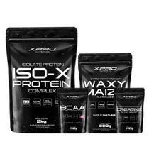 Kit Whey Iso X Protein 2Kg + Creatina 100g + BCAA 100g + Waxy Maize Super Carb 800g - XPRO Nutritio Kit Whey Iso X Protein 2Kg + Creatina 100g + BCAA 100g + Waxy Maize Super Carb 800g - XPRO Nutritio