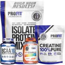 Kit Whey Isolate 900g + Creatina Pura 250g + Bcaa 60 Tabs + Multivitamínico Vit-Complex 90 Cápsulas