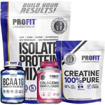 Kit Whey Isolate 900g + Creatina Pura 250g + Colágeno Hidrolisado 150 Cápsulas + Bcaa 60 Cápsulas
