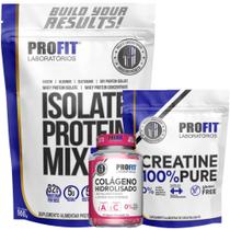 Kit Whey Isolate 900g + Creatina Pura 250g + Colágeno Hidrolisado 150 Cápsulas - Profit