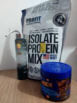 kit whey isolate protein mix + pasta de amendoim + garrafa