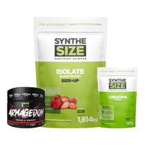 Kit Whey Isolate Refil 1814g Morango + Armagedom 150g Guaraná C/ Açaí + Creatina 120g Synthesize