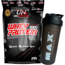 kit Whey Protein 100% 2kg + Coqueteleira 600ml - Uniq Nutrition Sabor:Chocolate Branco