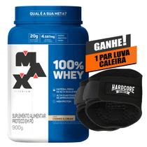 Kit Whey Protein 100% 900g Max Titanium + Luva Musculação