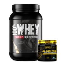 Kit Whey Protein 100% 923g - Nutrex + Pré-treino e Beta Alanina Gladiator 150g - Pretorian